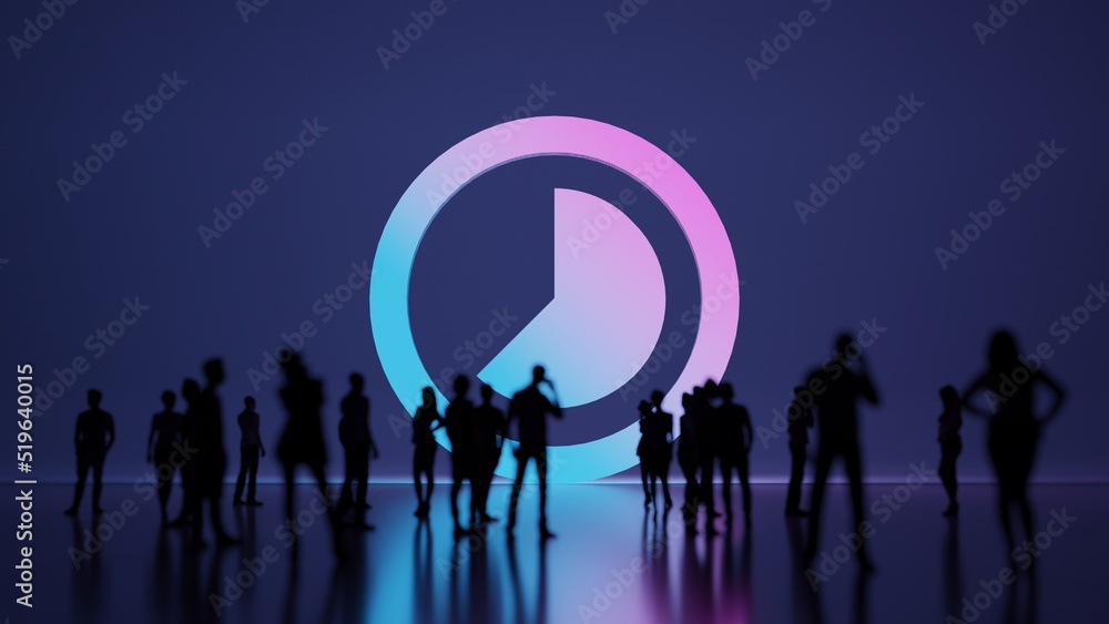 Poster 3d rendering people in front of symbol of photo on background