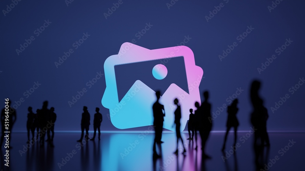 Aufkleber 3d rendering people in front of symbol of picture on background