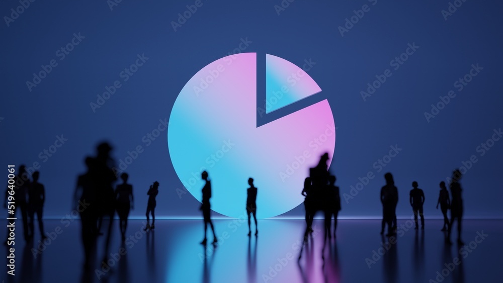 Aufkleber 3d rendering people in front of symbol of pie chart on background