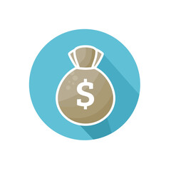 bag with money,  Purse, sack with money - vector icon