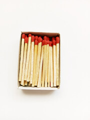 Matches in a box on white background