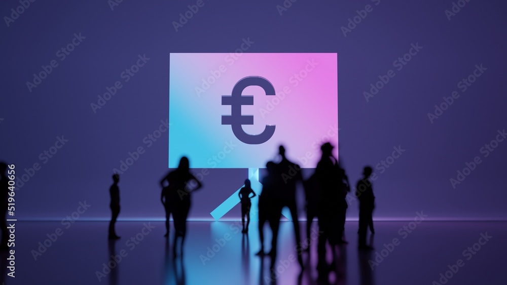 Aufkleber 3d rendering people in front of symbol of presentation on background