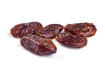 Dried dates, isolated on white background.