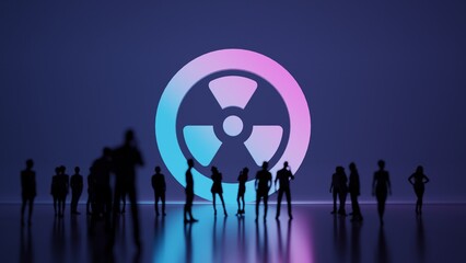 3d rendering people in front of symbol of radiation on background