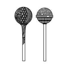 Two lollipops in zenart style on white background