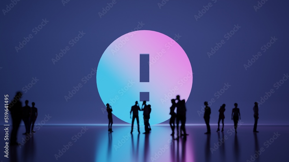 Poster 3d rendering people in front of symbol of round on background
