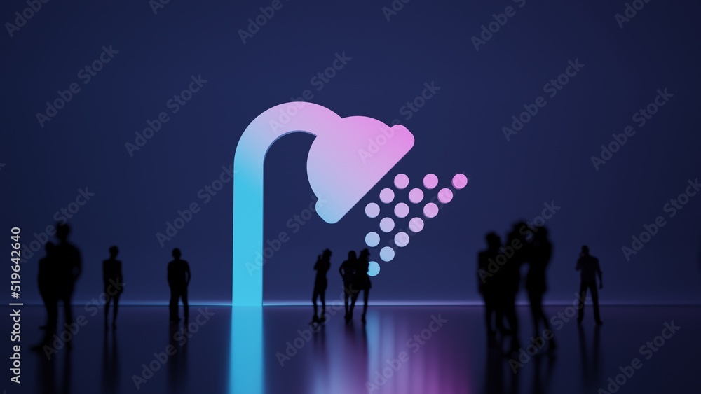 Poster 3d rendering people in front of symbol of shower on background