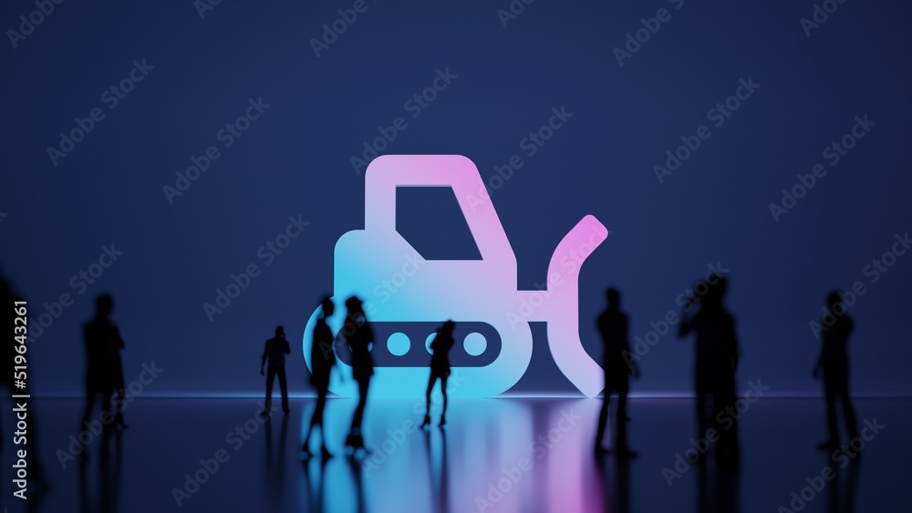 Poster 3d rendering people in front of symbol of snowplow on background