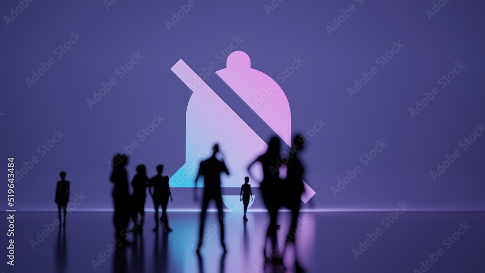 Poster 3d rendering people in front of symbol of sound on background