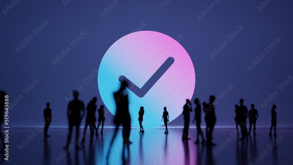 Poster 3d rendering people in front of symbol of success on background