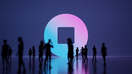 3d rendering people in front of symbol of stop circle on background - obrazy, fototapety, plakaty