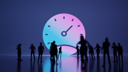 Naklejka premium 3d rendering people in front of symbol of stopwatch on background