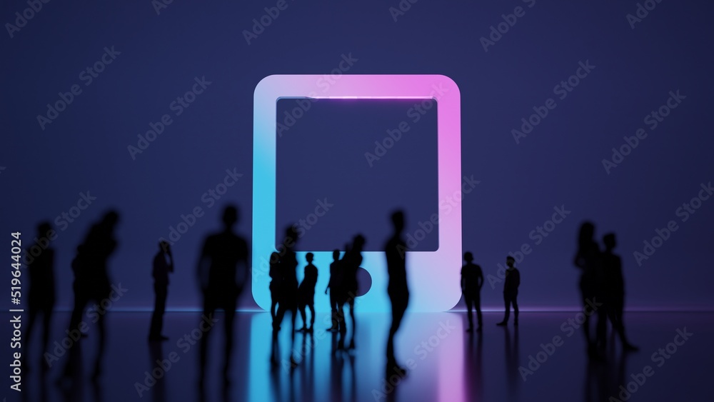 Poster 3d rendering people in front of symbol of tablet alt on background