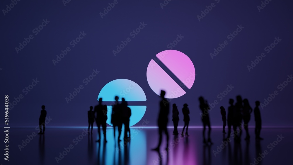 Poster 3d rendering people in front of symbol of tablets on background