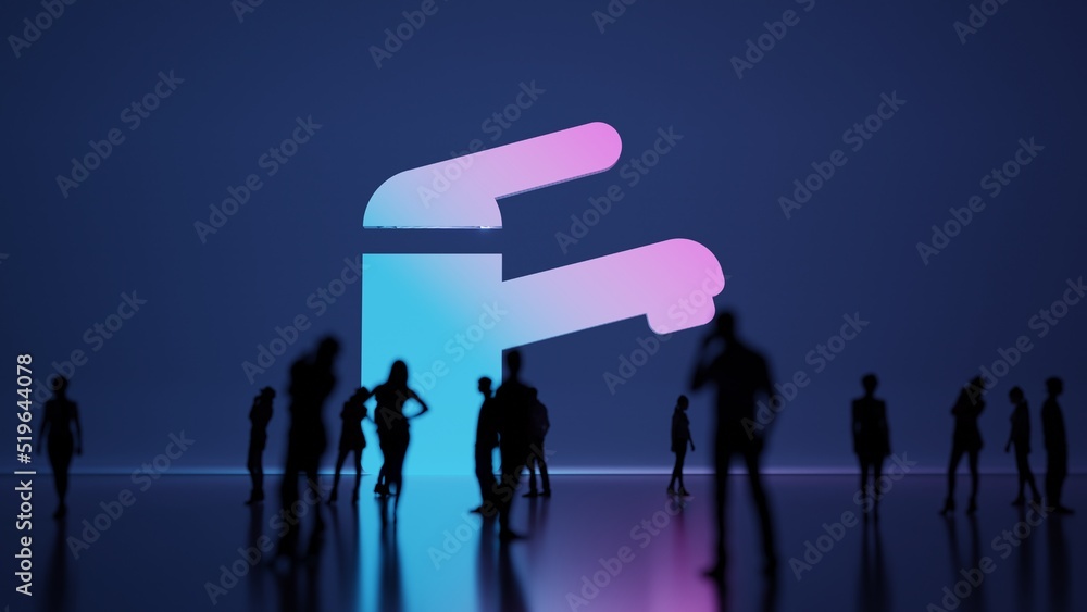 Poster 3d rendering people in front of symbol of tap on background