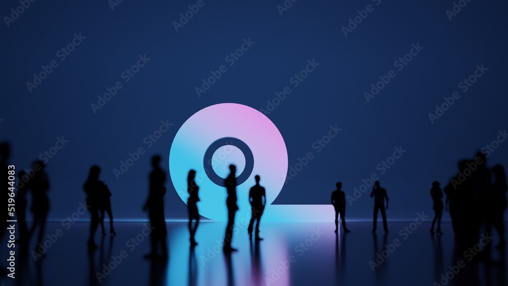 Poster 3d rendering people in front of symbol of tape on background