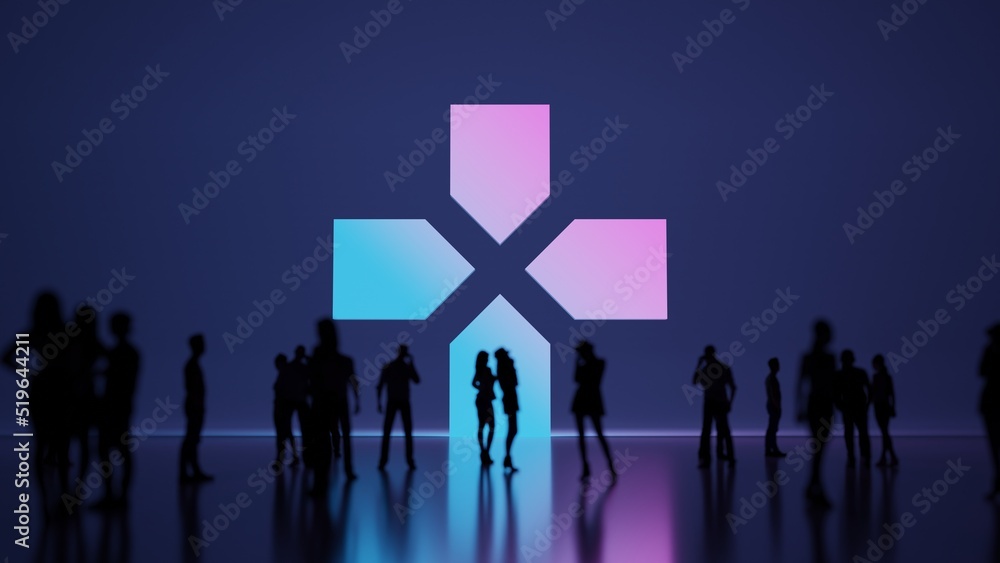 Aufkleber 3d rendering people in front of symbol of technology on background