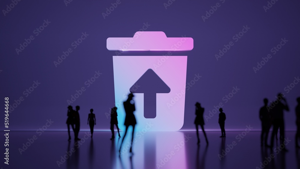 Aufkleber 3d rendering people in front of symbol of trash restore on background