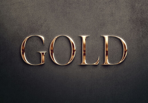 Realistic 3D Gold Text Effect Mockup