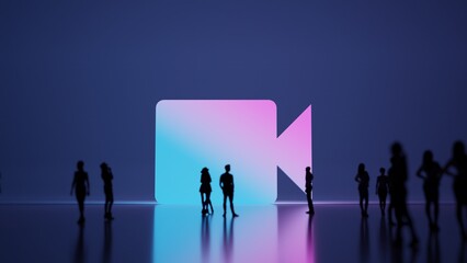 Fototapeta na wymiar 3d rendering people in front of symbol of video on background