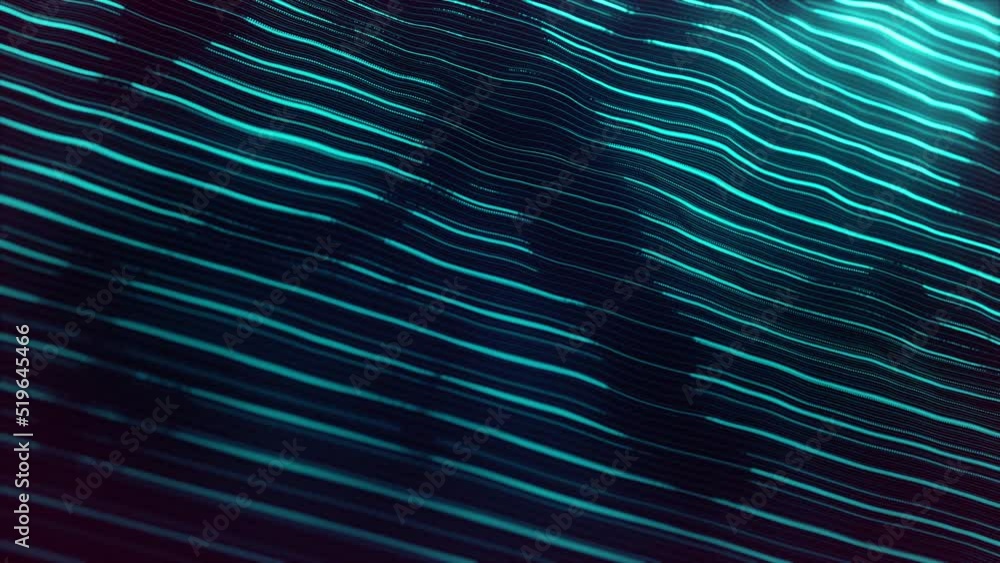 Poster abstract digital waving neon lines fx background loop/ 4k animation of an abstract background with d