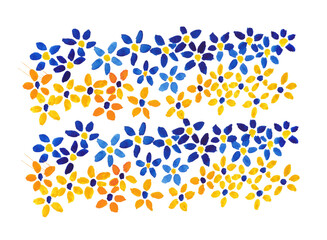 Watercolor blue and yellow flowers Ukrainian flag illustration.