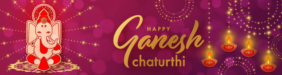 Happy Ganesh Chaturthi greetings festival vector illustration design.