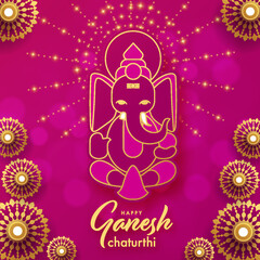 Happy Ganesh Chaturthi greetings festival vector illustration design.