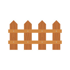 Wooden decorative fence on a white background, vector illustration.