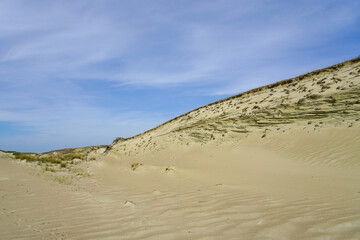 Beautiful landscape of Curonian Spit sand dunes by Baltic Sea Curonian Lagoon, Neringa, Lithuania