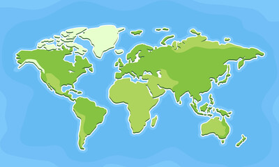Simple illustration of a world map in a shade of green