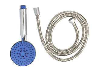 Showerhead and shower pipe isolated on white background close up
