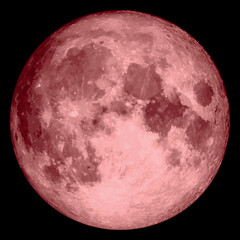 Full moon vector illustration isolated on black background. Red realistic moon. Twenty five colors.