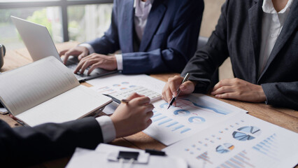 Group of business people working together in the office new concept business project presentation ideas.