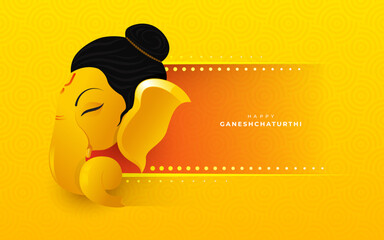 Ganesh Chaturthi Greeting Background Template with Creative Lord Ganesha - obrazy, fototapety, plakaty
