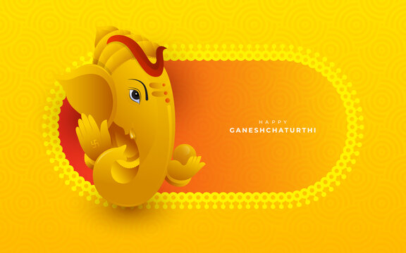 Ganesh Chaturthi Greeting Background Template with Creative Lord Ganesha