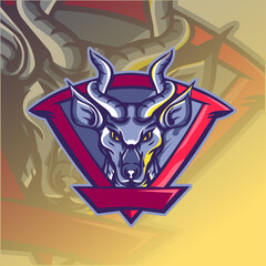 esport logo, deer with long horns, for squad games, esports teams, moba teams,
