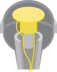 Isolated vector illustration of the structure of a induction microphone. 
3d diagram of the parts of a speaker: grill and windscreen, diaphragm, coil, magnet, steel tube