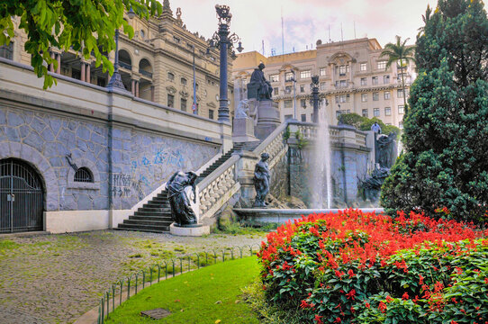 Gardens Of The Sao Paulo Municipal Theater. Brazil, May 2018