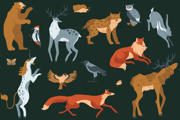 Magic forest christmas cute animals