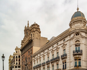 Fototapeta na wymiar Ancient Art Nouveau building in Valencia, Spain