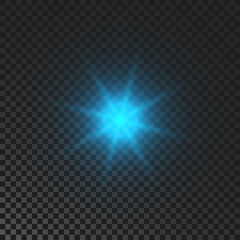 Blue glowing sparkling star