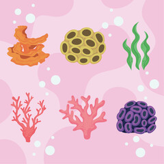 six coral reefs icons