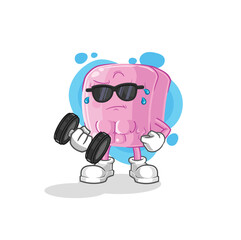 nail lifting dumbbell vector. cartoon character
