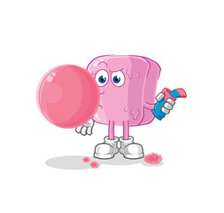 nail chewing gum vector. cartoon character