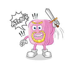 nail knights attack with sword. cartoon mascot vector