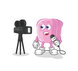 nail tv reporter cartoon. cartoon mascot vector