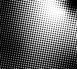 White and black circles, gradient halftone background. Vector illustration.	