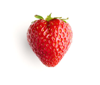 Heart shaped strawberry on white background