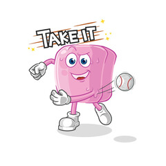 nail throwing baseball vector. cartoon character